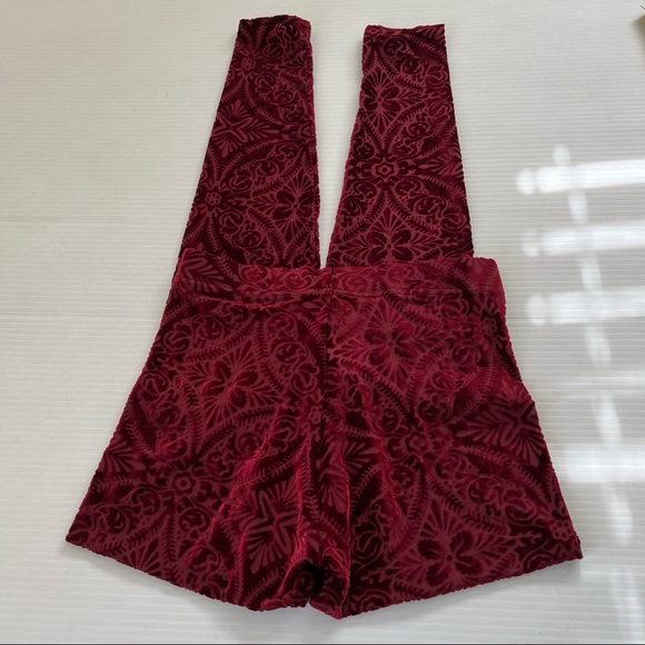 BlackMilk Burned Velvet Wine Leggings, S - Picture 3 of 9